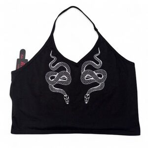 ROMWE Black Snake Print Halter Top!